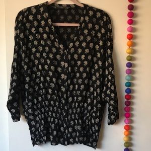 Zara trafaluc Collection black floral airy blouse